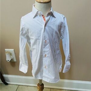 Elegant White Men's Shirt with Orange Details